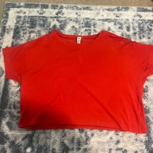Lululemon Cates Cropped Tee. Slight discoloring shown in picture